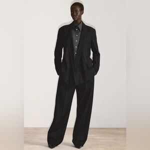 COS Draped Pinstripe Wool Blend Blazer, NWT, size EUR 38 (US M)